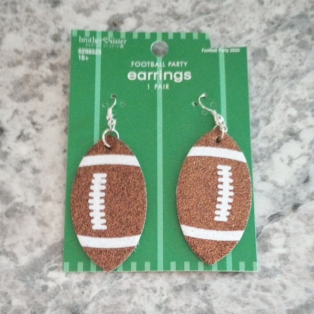 Brown Football Party Earrings by